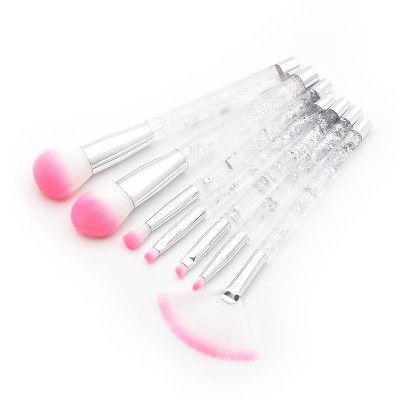 7pcs Liquid Glitter Brushes Bling Bling Handle Makeup Brush Set Opp Bag Pvc Transparent Bag Fiber Hair With Blusher Plastic 115g