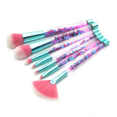 7pcs Liquid Glitter Make-Up Brush Set wholesale Plastic Quicksand transparent Bling handle Makeup Brush tools